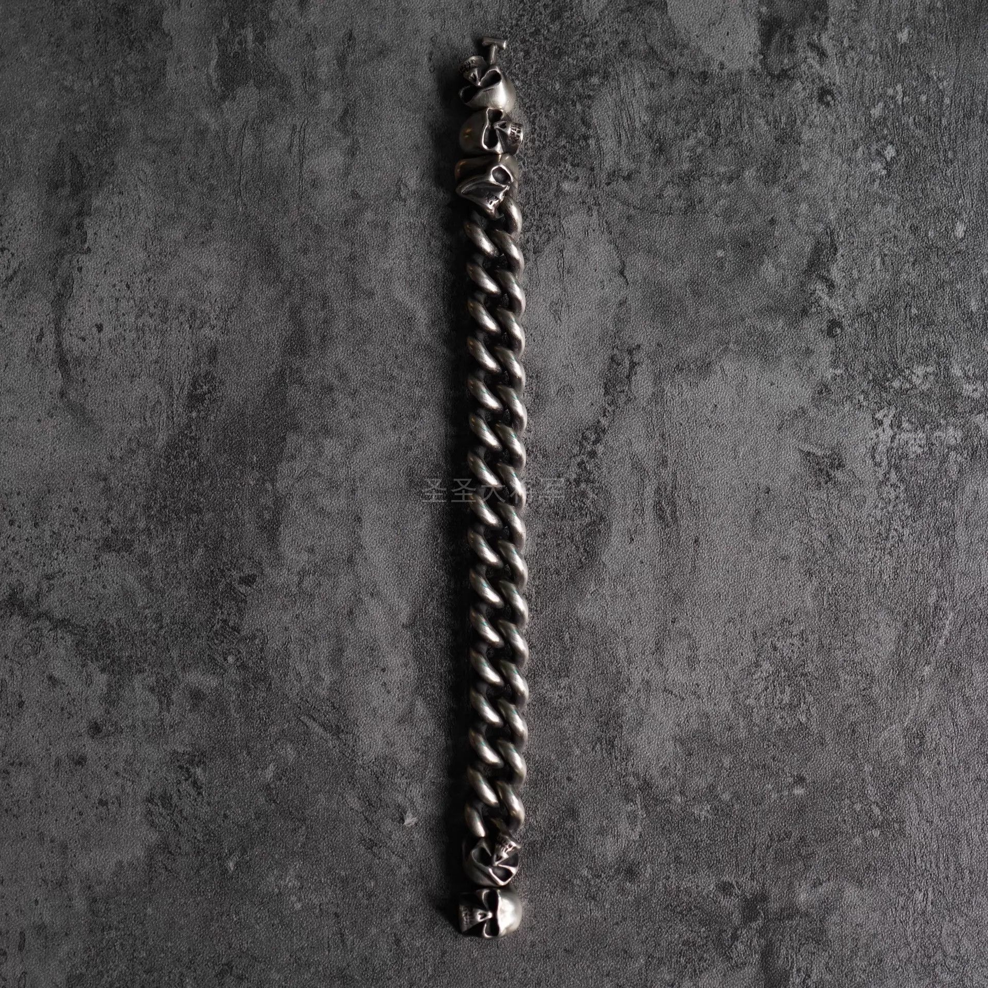 Werkstatt Munchen Werkstatt Munchen M2710 Goth Skull Silver Bracelet S+M Size ONE SIZE - 8 Thumbnail