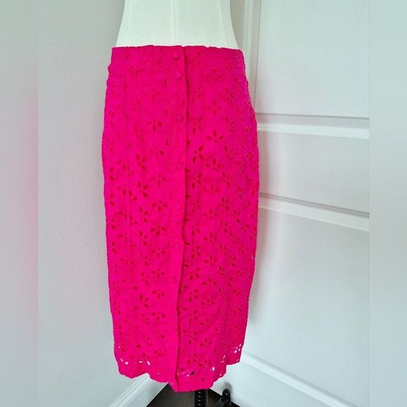 J.Crew Button-Front Eyelet Skirt Floral Party Spring Summer Travel Size 27" / US 4 / IT 40 - 6 Thumbnail