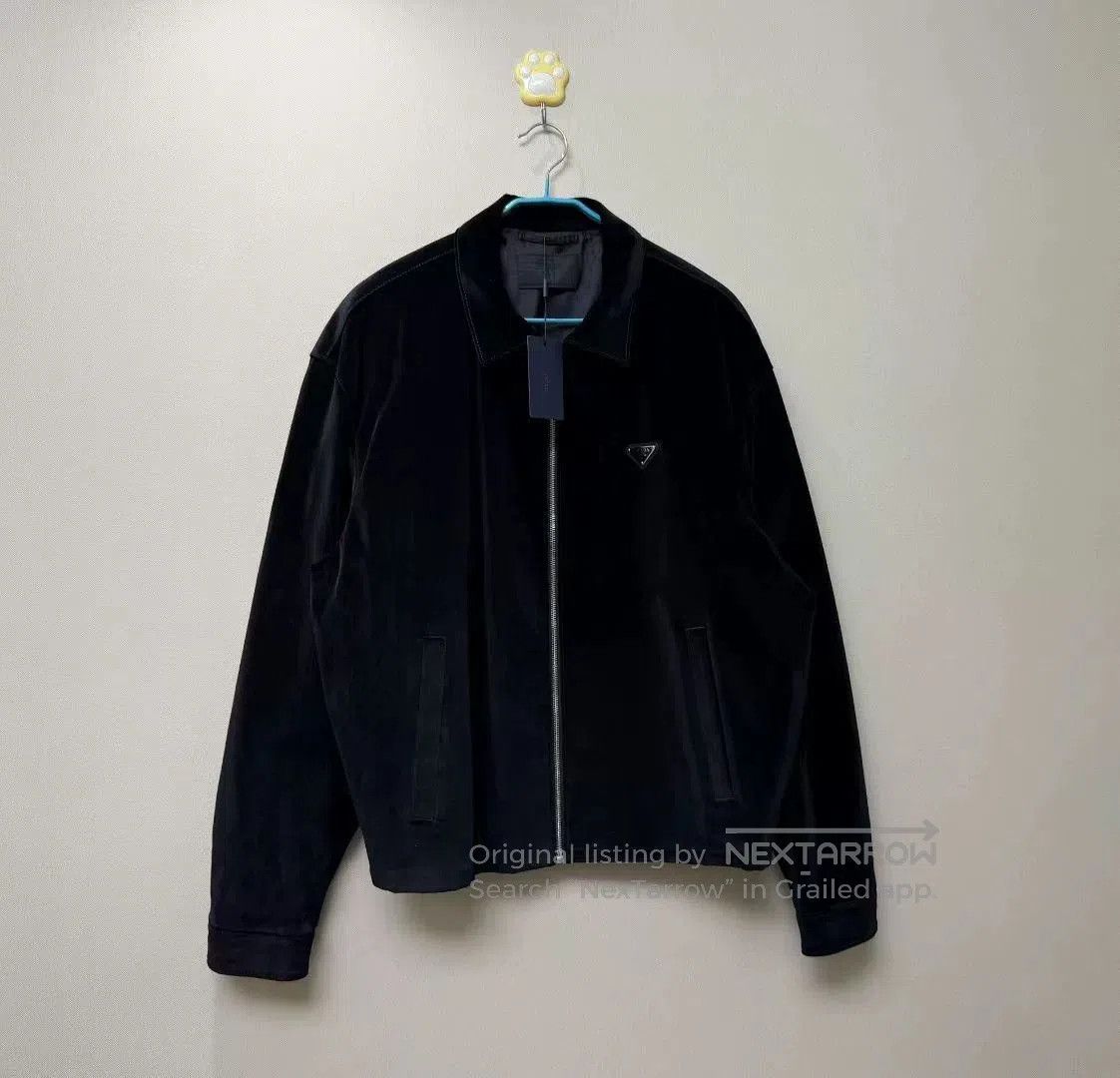 Prada Prada Black Velvet Triangle Logo Zip Jacket. Size US XXL / EU 58 / 5 - 1 Thumbnail