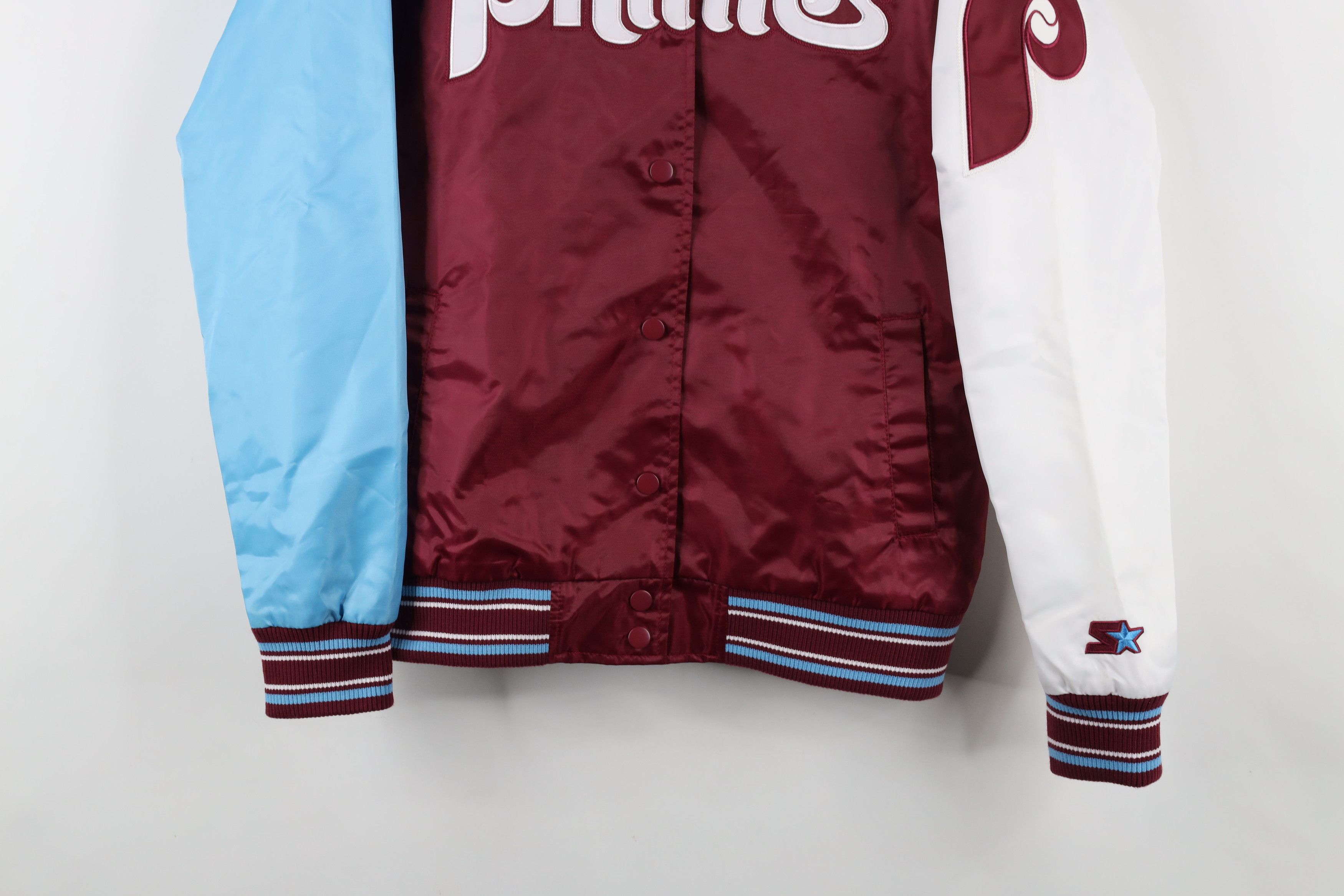 Starter × Vintage Vintage 90s Starter Philadelphia Satin Bomber Jacket Size US M / EU 48-50 / 2 - 3 Thumbnail