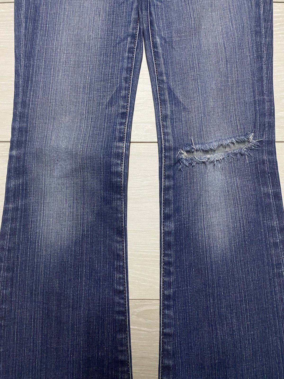 Japanese Brand Moussy Blue Wash Distressed Flare Jeans