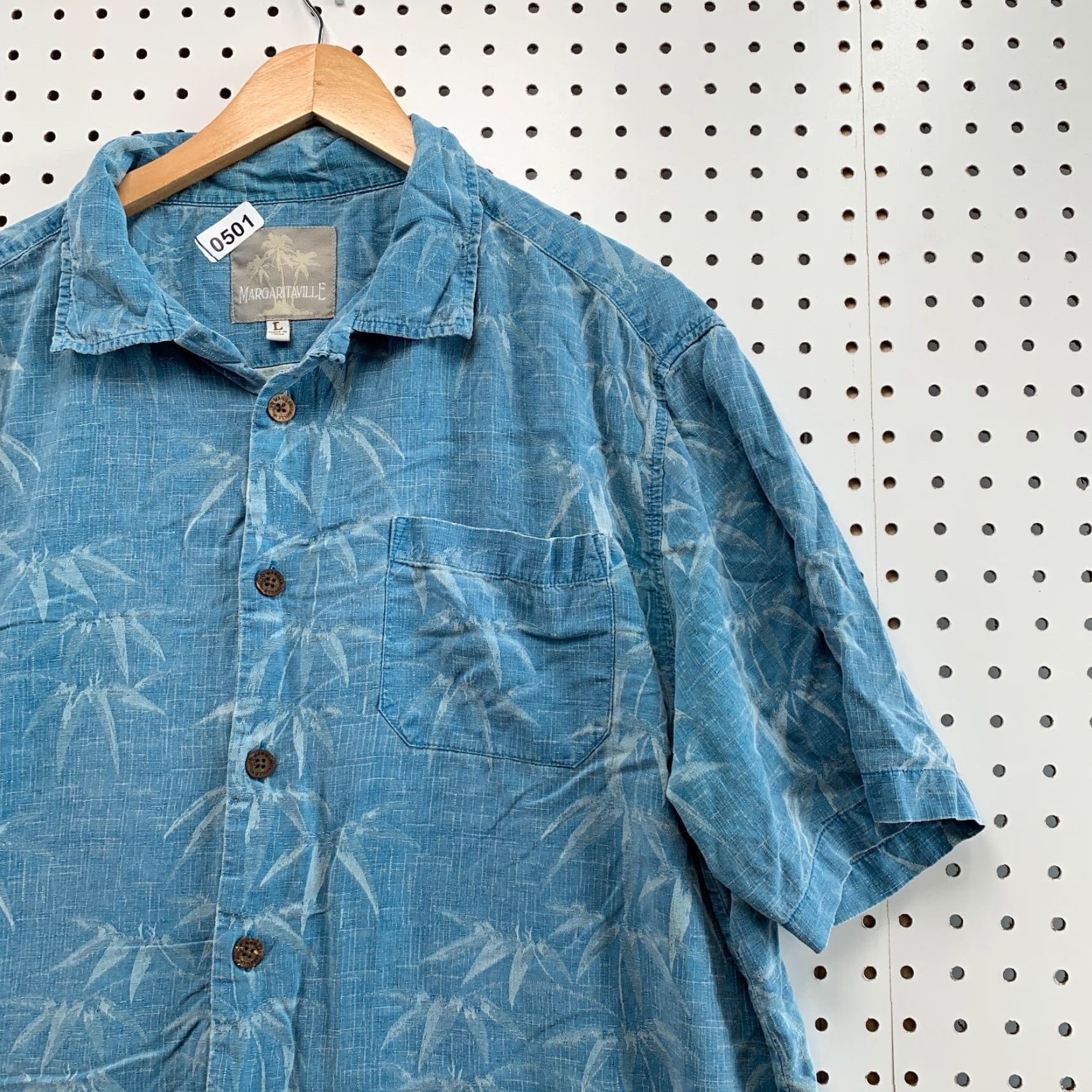 Vintage VINTAGE Margaritaville Hawaiian Silk Shirt Men Large Blue Floral Button-Up 90s Size US L / EU 52-54 / 3 - 5 Thumbnail