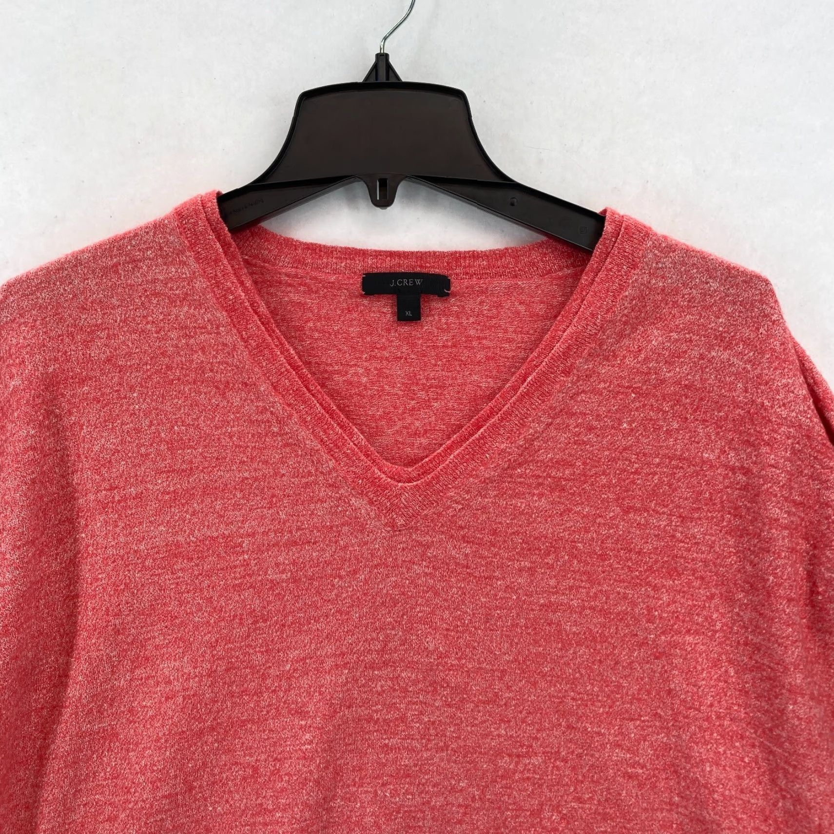 J.Crew J.Crew Merino Wool Linen Blend Sweater Women's XL Red V-Neck Side Split Preppy Pullover Shirt/Hoodie Size XL / US 12-14 / IT 48-50 - 2 Thumbnail