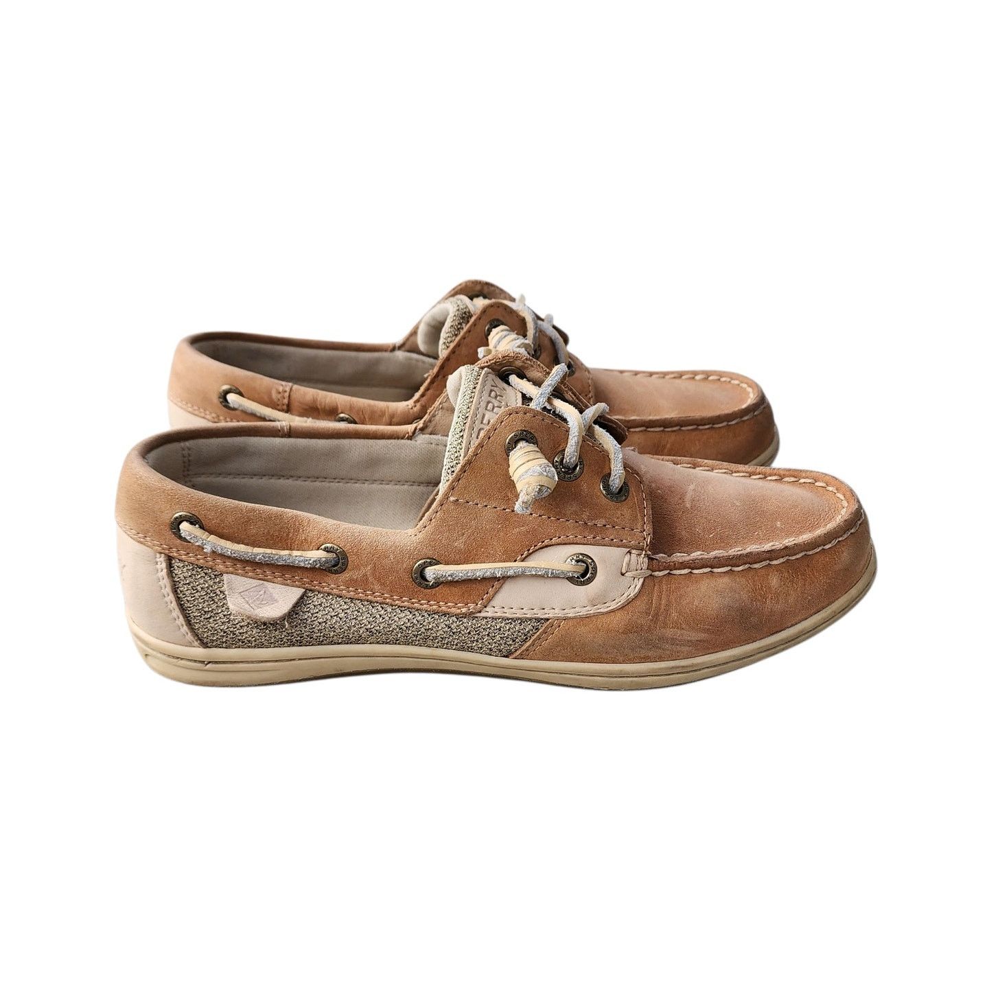 Sperry Sperry Songfish Linen Oat Leather Top Sider Boat Shoes 8 Size US 8 / IT 38 - 4 Thumbnail