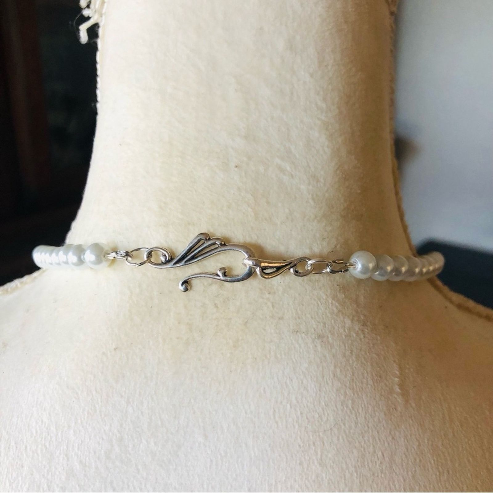 Handmade Handcrafted repurpose teardrop pearl crystal Pearl necklace Size ONE SIZE - 7 Thumbnail