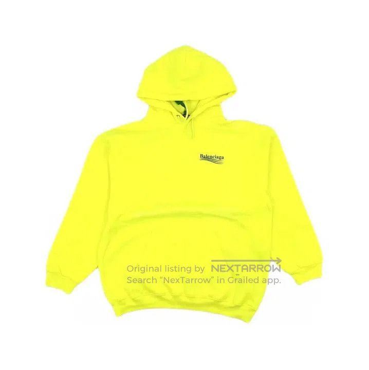 Balenciaga Balenciaga Neon Yellow Logo Long Sleeve Sweatshirt. Size US M / EU 48-50 / 2 - 2 Thumbnail