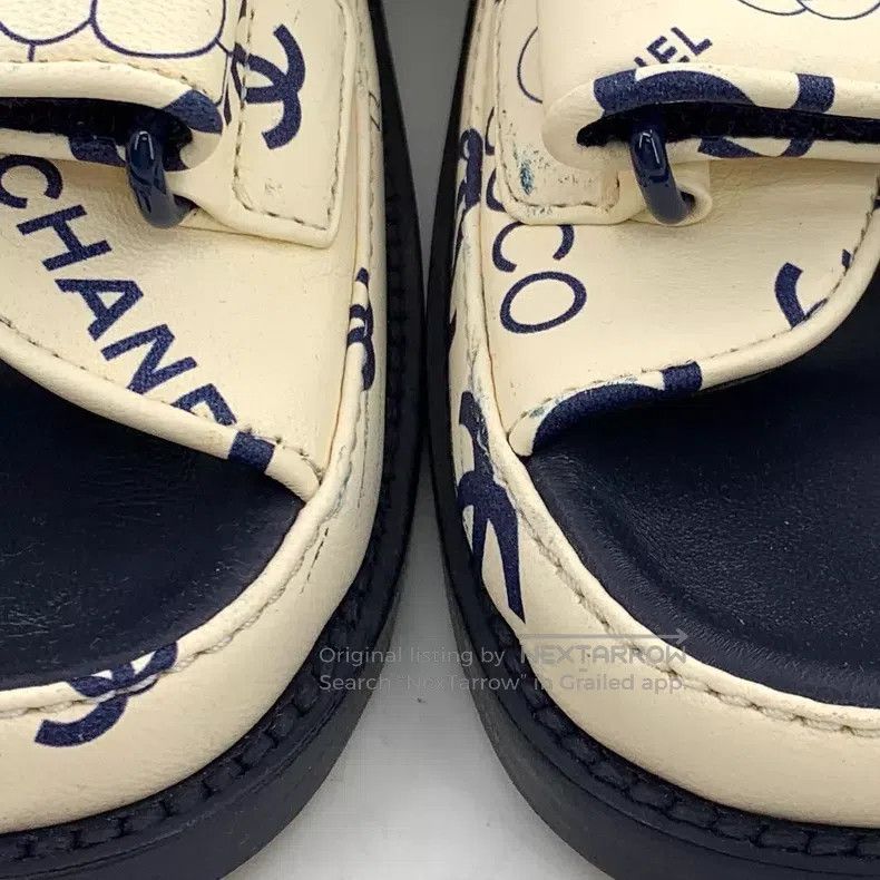 Chanel Chanel Beige camellia double C print casual Velcro flat sa Size US 7 / IT 37 - 8 Thumbnail