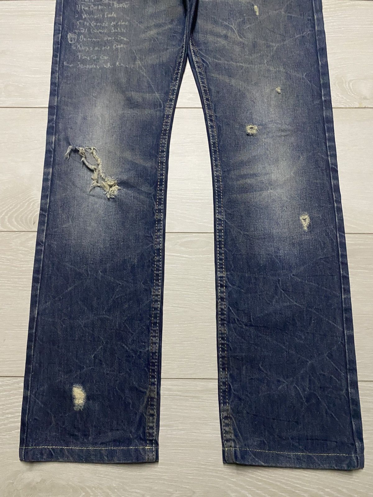 Rhude × Zara Vintage Zara Denim Distressed Straight Fit Jeans Size US 29 - 5 Thumbnail