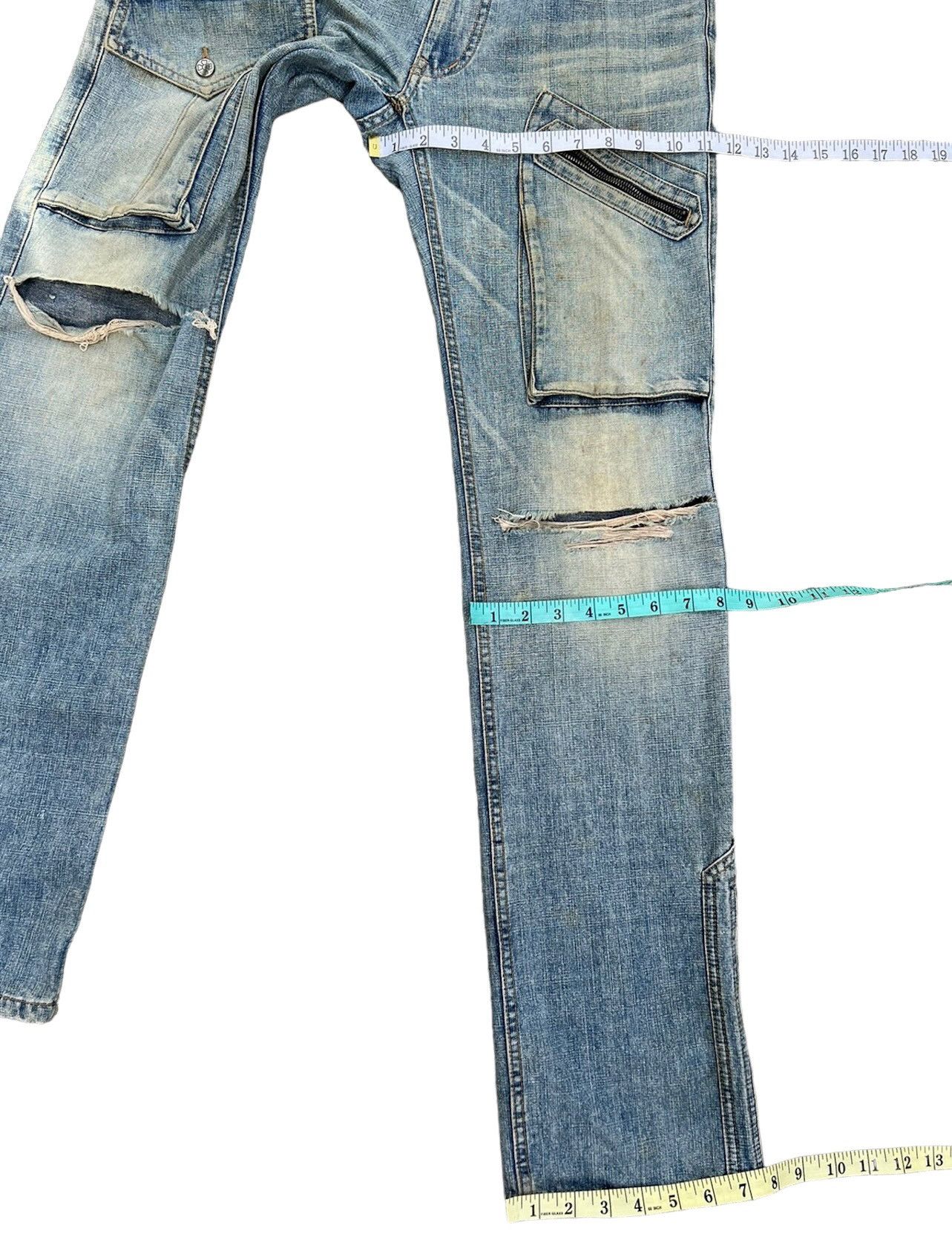 Vintage Vintage Ozone Rocks Japan Ripped Cargo Denim Trashed Jeans Size US 31 - 4 Thumbnail