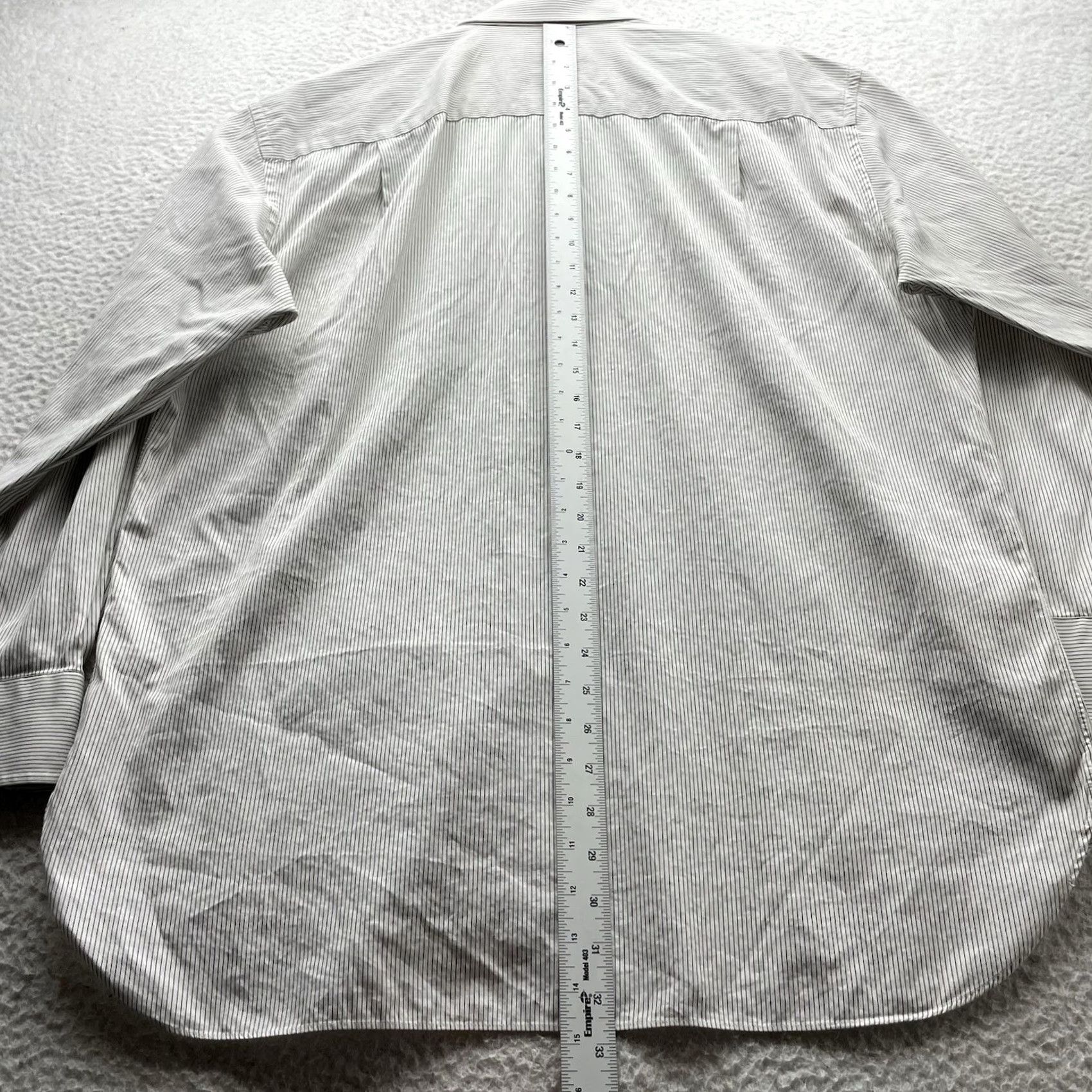 Ermenegildo Zegna Ermenegildo Zegna Dress Shirt Mens 44 17.5 Comfort Fit White Black Pinstripe Shirt Regular Men 90s Classic Designer Pattern Pinstripe Size 48R - 7 Thumbnail