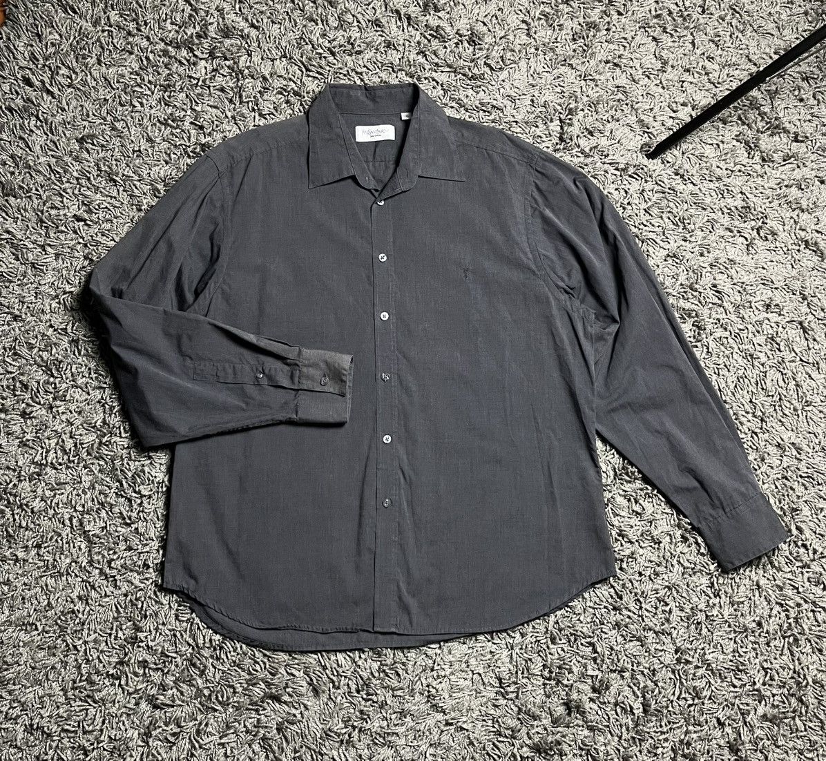 Yves Saint Laurent YSL Dark Grey Anthracite Long Sleeve Button Up Shirt Size US XL / EU 56 / 4 - 1 Thumbnail