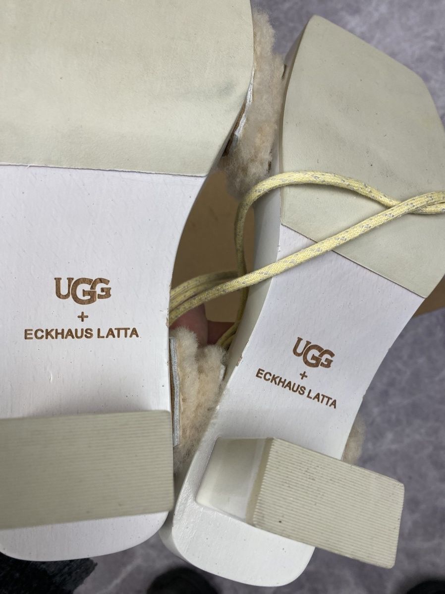 Eckhaus Latta Ugg x Eckhaus Latta Shearling Lace-Up Platform Sandals Size US 7 / IT 37 - 8 Thumbnail