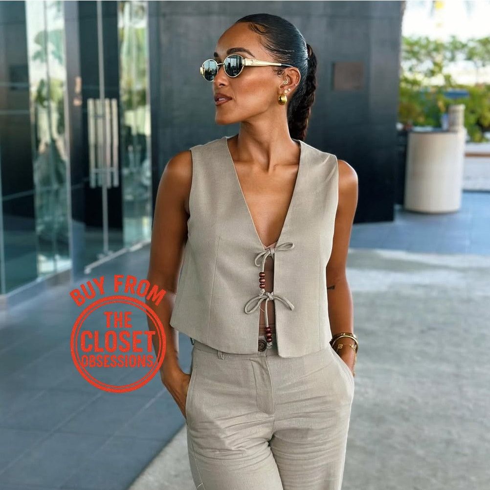 Zara ZARA Linen Tie-Front Vest NWT Size US L / EU 52-54 / 3 - 1 Thumbnail