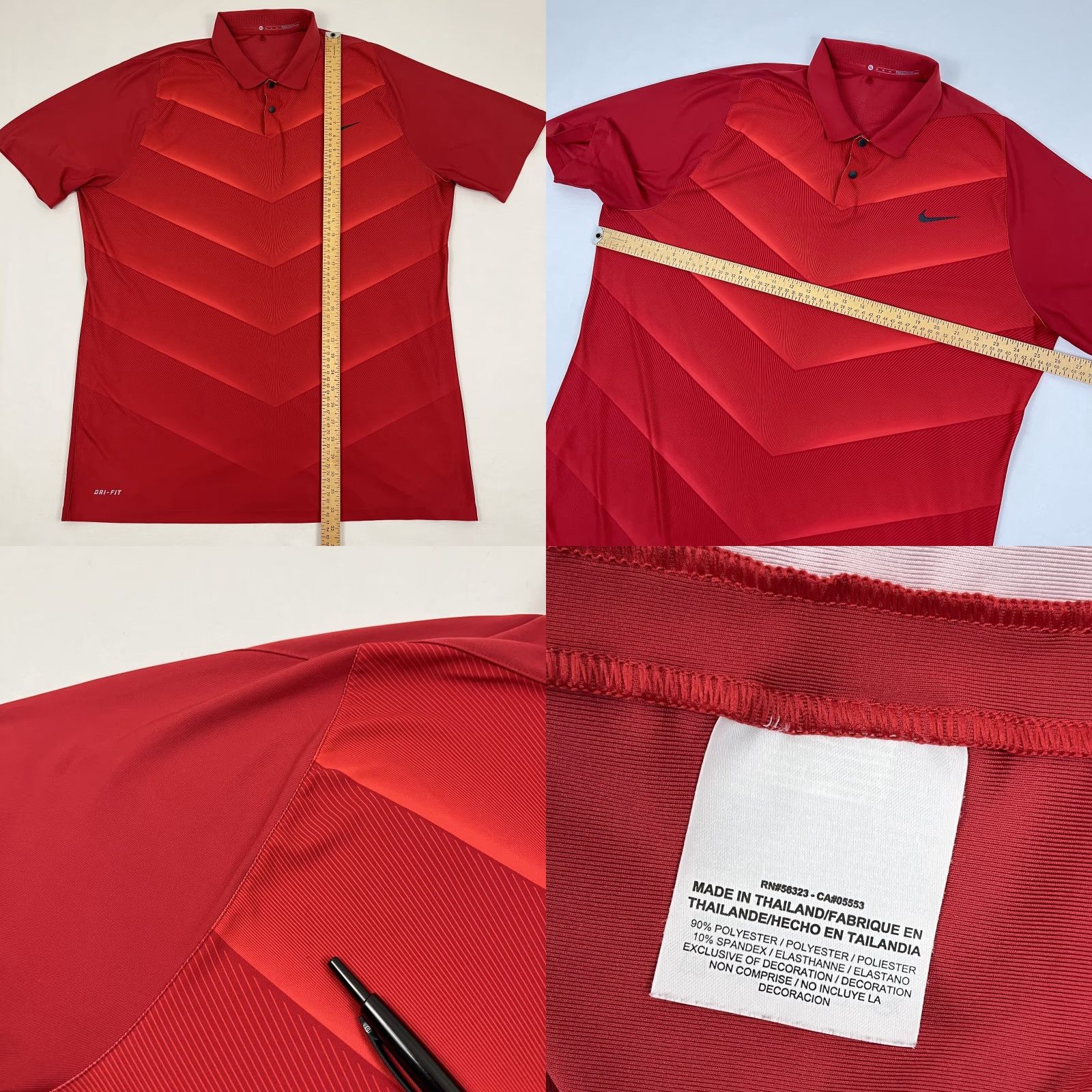 Nike Nike Tiger Woods Polo Shirt Mens XL Red Snap Collar Performance Golf Preppy Shirt Size US XL / EU 56 / 4 - 8 Thumbnail