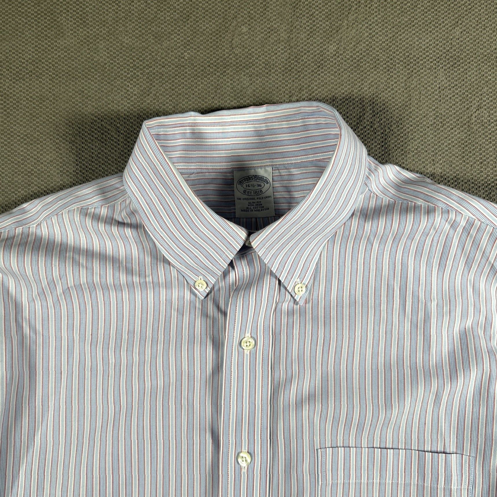 Brooks Brothers Brooks Brothers Button-Down Shirt Blue Stripe 16.5-36 Mens Long Sleeve Non-Iron Casual Regular Button-Up Collared Woven Cotton Shirt Size US XL / EU 56 / 4 - 2 Thumbnail