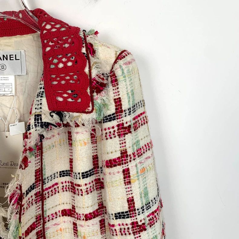 Chanel ChanelColor-blocked plaid braided lapel long-sleeved coat 2 Size XS / US 0-2 / IT 36-38 - 3 Thumbnail