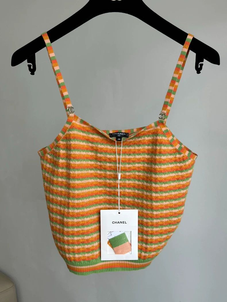 Chanel Chanel Orange cashmere striped vest Size XS / US 0-2 / IT 36-38 - 1 Thumbnail