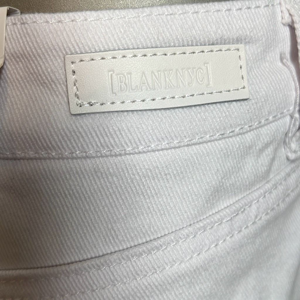 BLANKNYC Blank NYC Rhinestones Fringe Mini White Denim Skirt NWT 26 Size 26" / US 2 / IT 38 - 6 Thumbnail