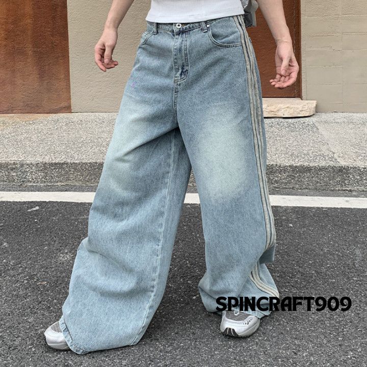Jean Track Baggy Wide Leg Denim Jeans Size US 28 / EU 44 - 4 Thumbnail