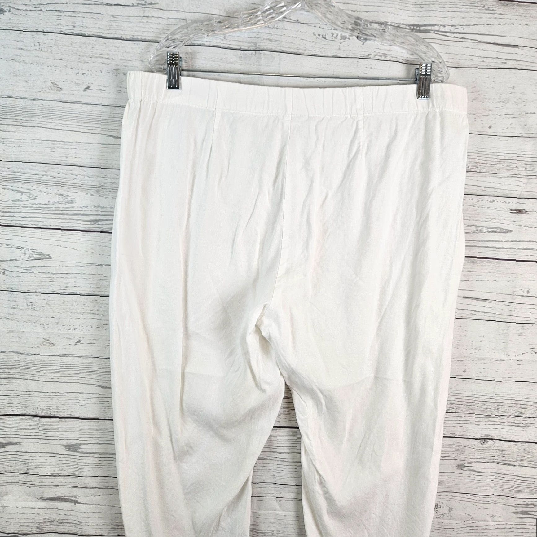 J. Jill VINTAGE J Jill Womens Linen Stretch Cropped Pants L White Pull On Mid Rise Size 36" / US 14 / IT 50 - 4 Thumbnail