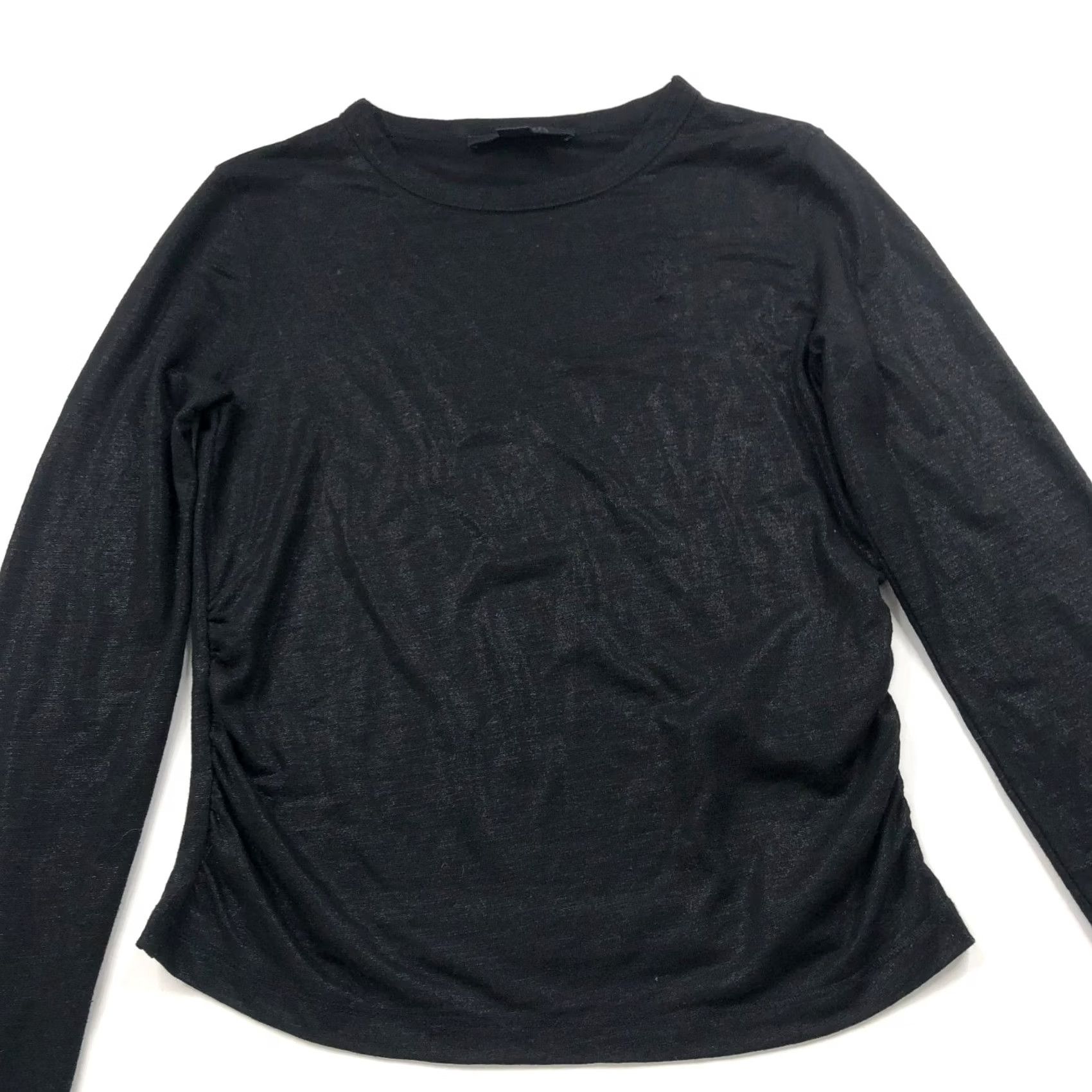 Allsaints All Saints Tina Shimmer US 4 Lightweight Ruched Gather Shirt Top Black MINT HRJ Shirt Womens 4 Black Lightweight Ruched Gather Front-Exposure? Size S / US 4 / IT 40 - 7 Thumbnail