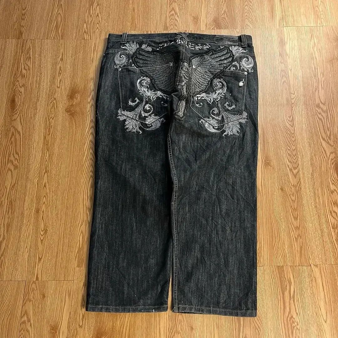 Japanese Brand Retro Skull Wings Embrodered Baggy Size US 26 / EU 42 - 1 Thumbnail