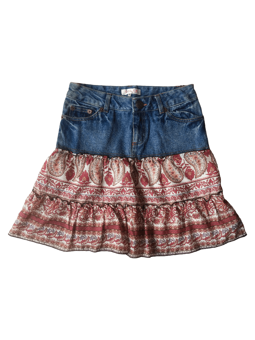 Hysteric Glamour C.O.L.Z.A. Boho Paisley Denim Mini Skirt Y2K Japanese Brand Size 30" / US 8 / IT 44 - 1 Thumbnail