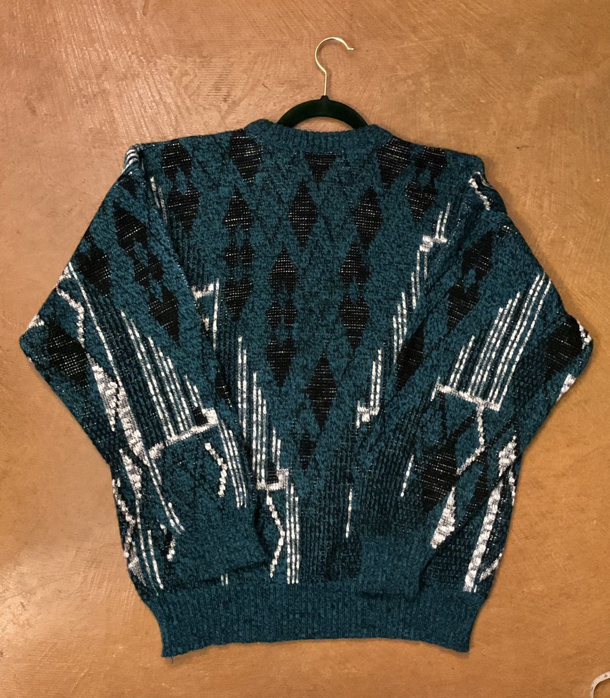 Other Geometric Teal and Black Crewneck Sweater Size US XL / EU 56 / 4 - 2 Thumbnail