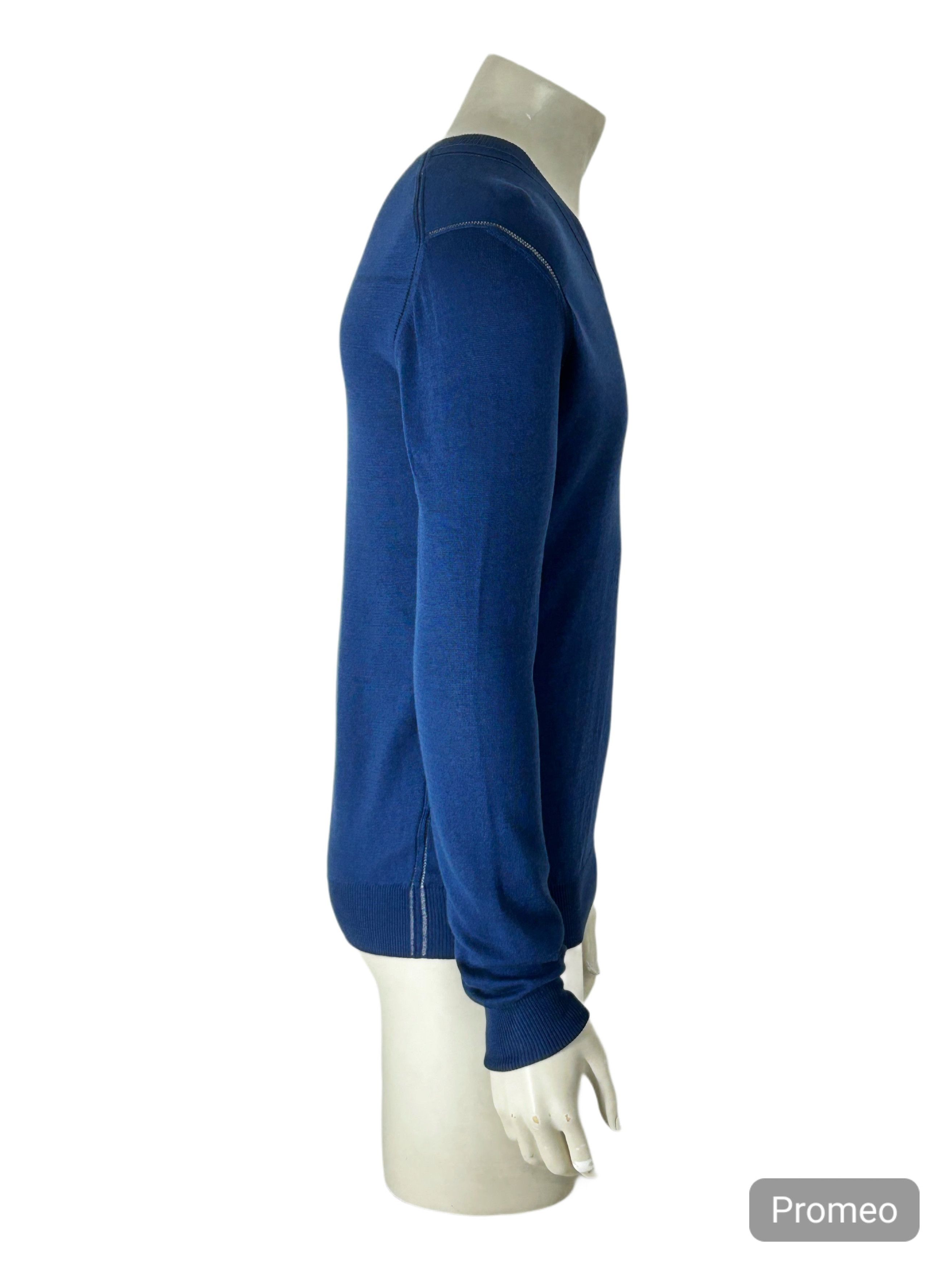 Dior DIOR HOMME ROYAL BLUE MESH DETAILS V-NECK KNIT Size US S / EU 44-46 / 1 - 2 Thumbnail