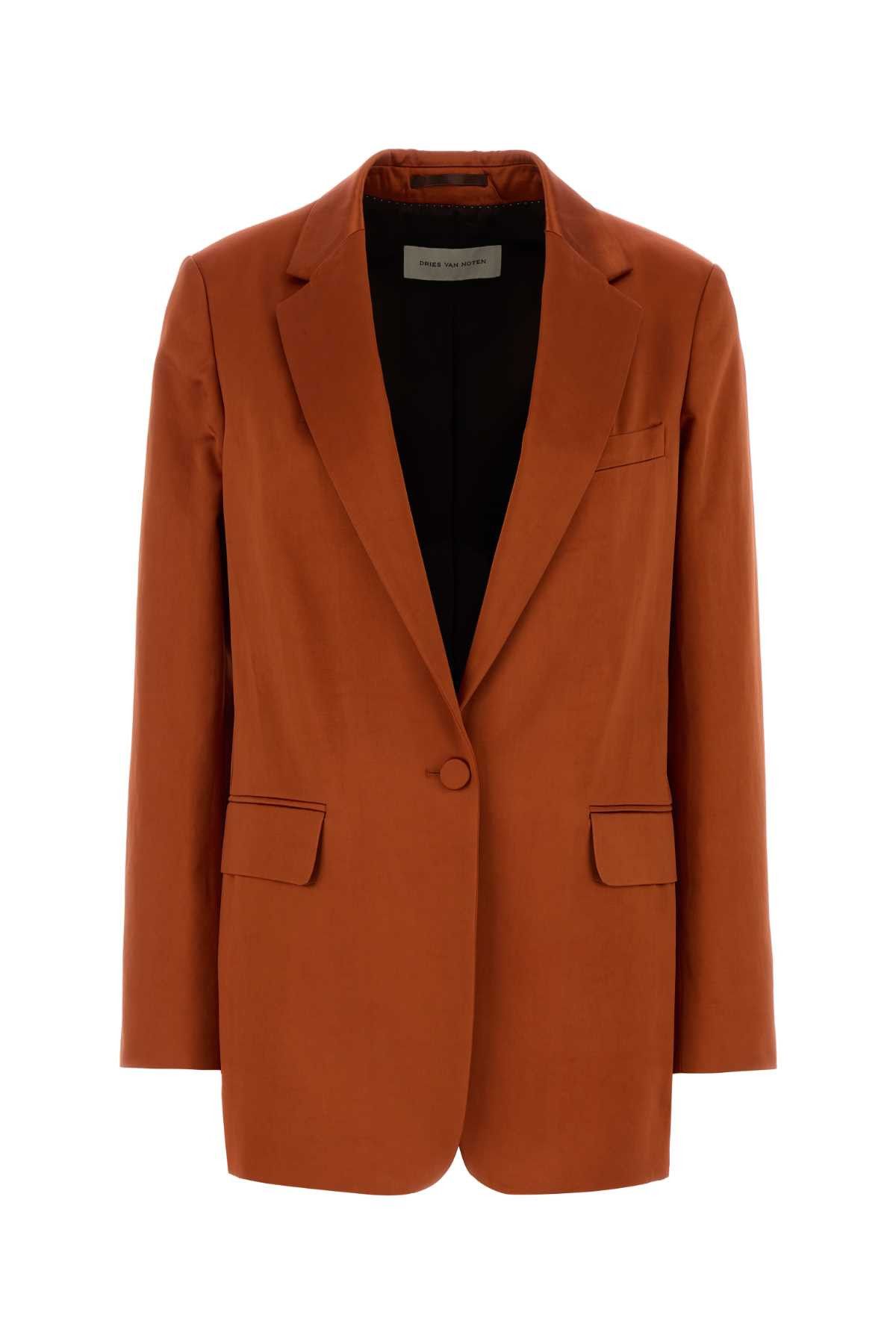 Dries Van Noten Copper Satin Blanchet Blazer Size XS / US 0-2 / IT 36-38 - 1 Thumbnail