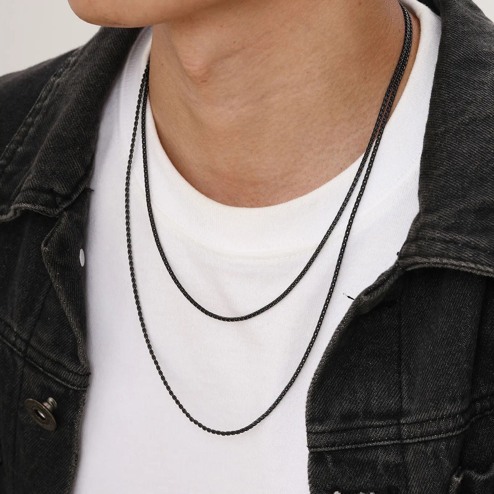 Vintage 2MM Black Stainless Steel Necklace Size ONE SIZE - 1 Thumbnail