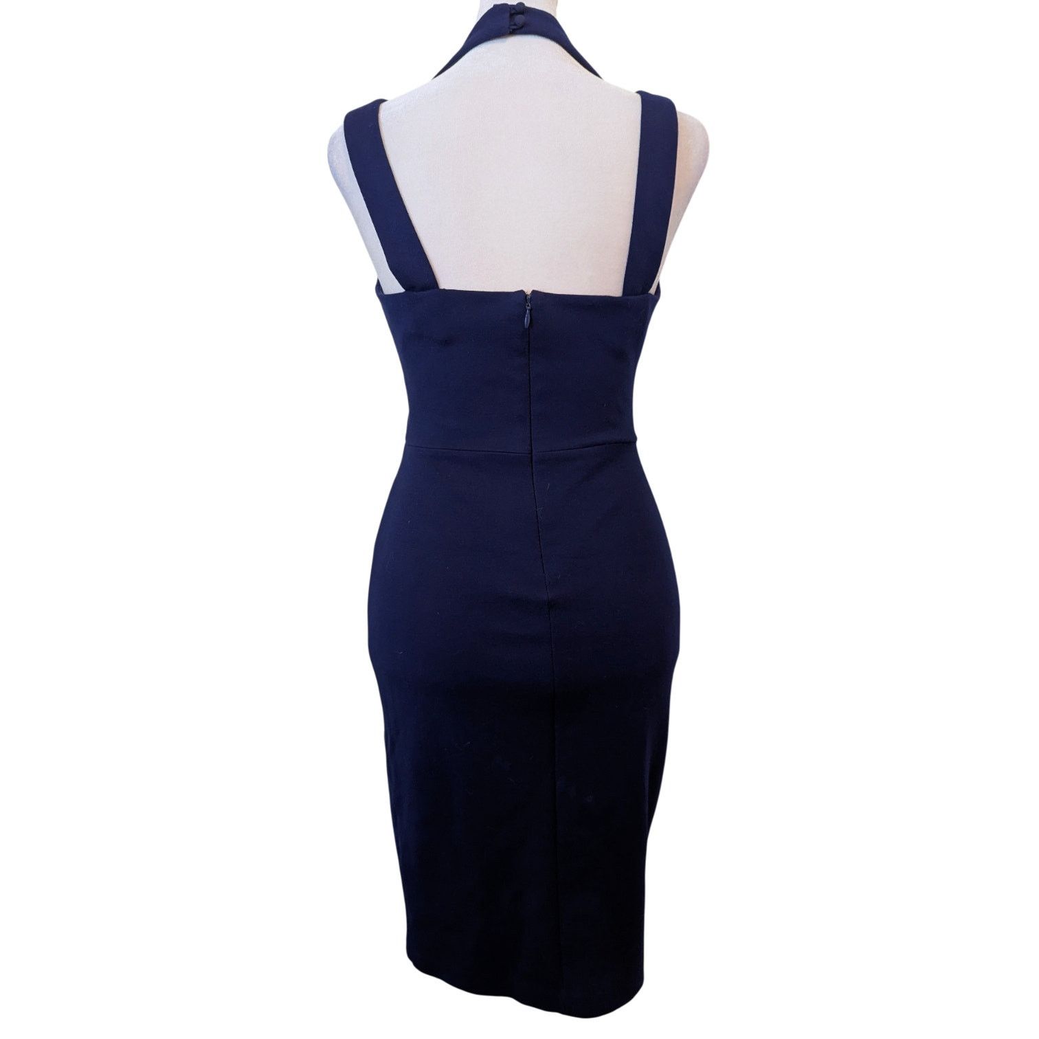 bailey 44 blue dress Bailey 44 Size L Navy Blue Rayon & Nylon Blend V Neck Twist Front Mini —  Labels Resale Boutique main image 1