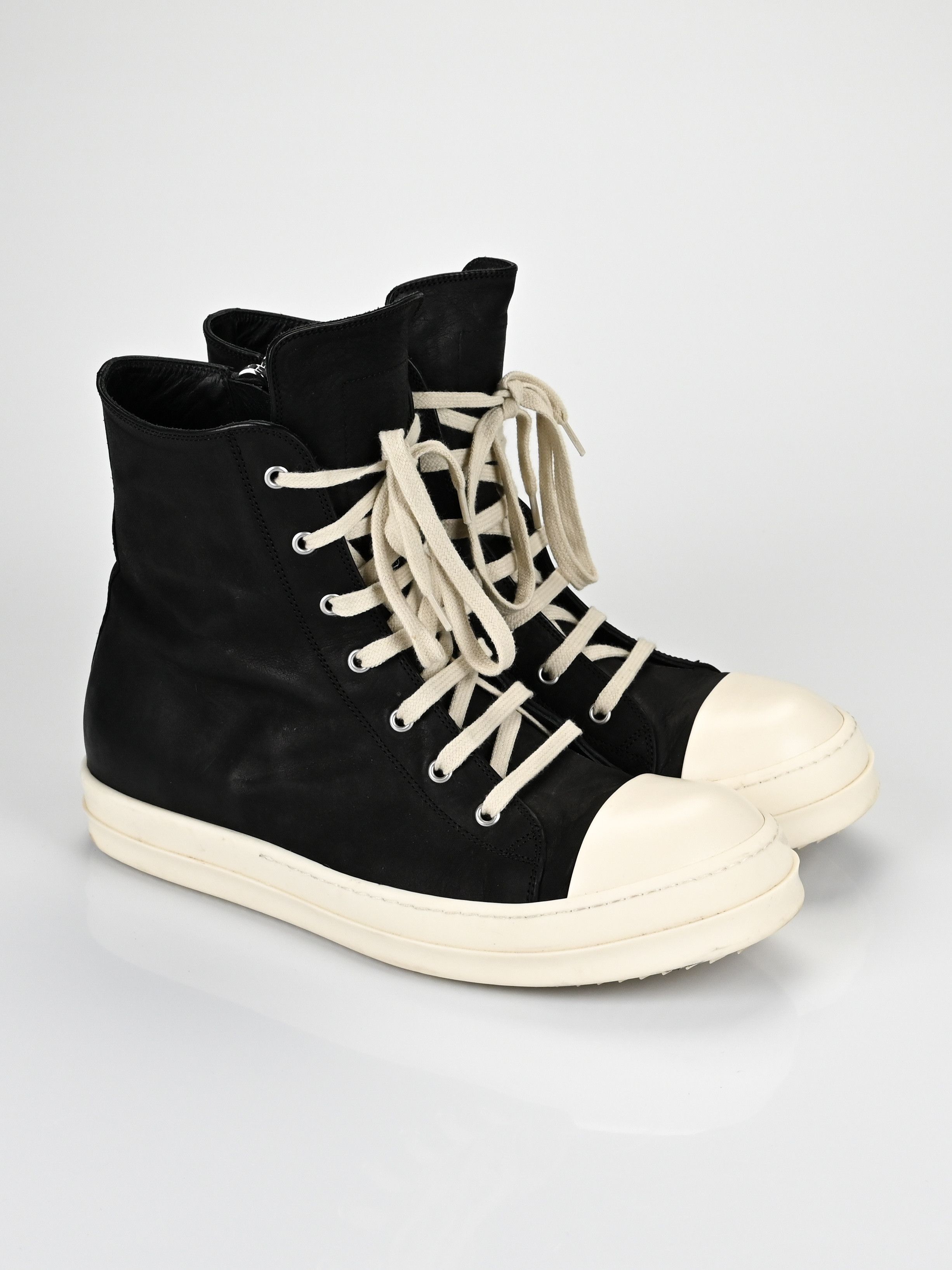 Rick Owens Brushed Leather Mainline Ramones Shoes in Black, Men's (Size 12)