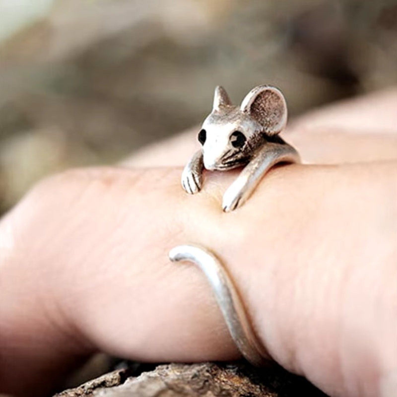 Other Mouse Silhouette Animal Ring | Silver Tone Adjustable Size Size ONE SIZE - 2 Thumbnail