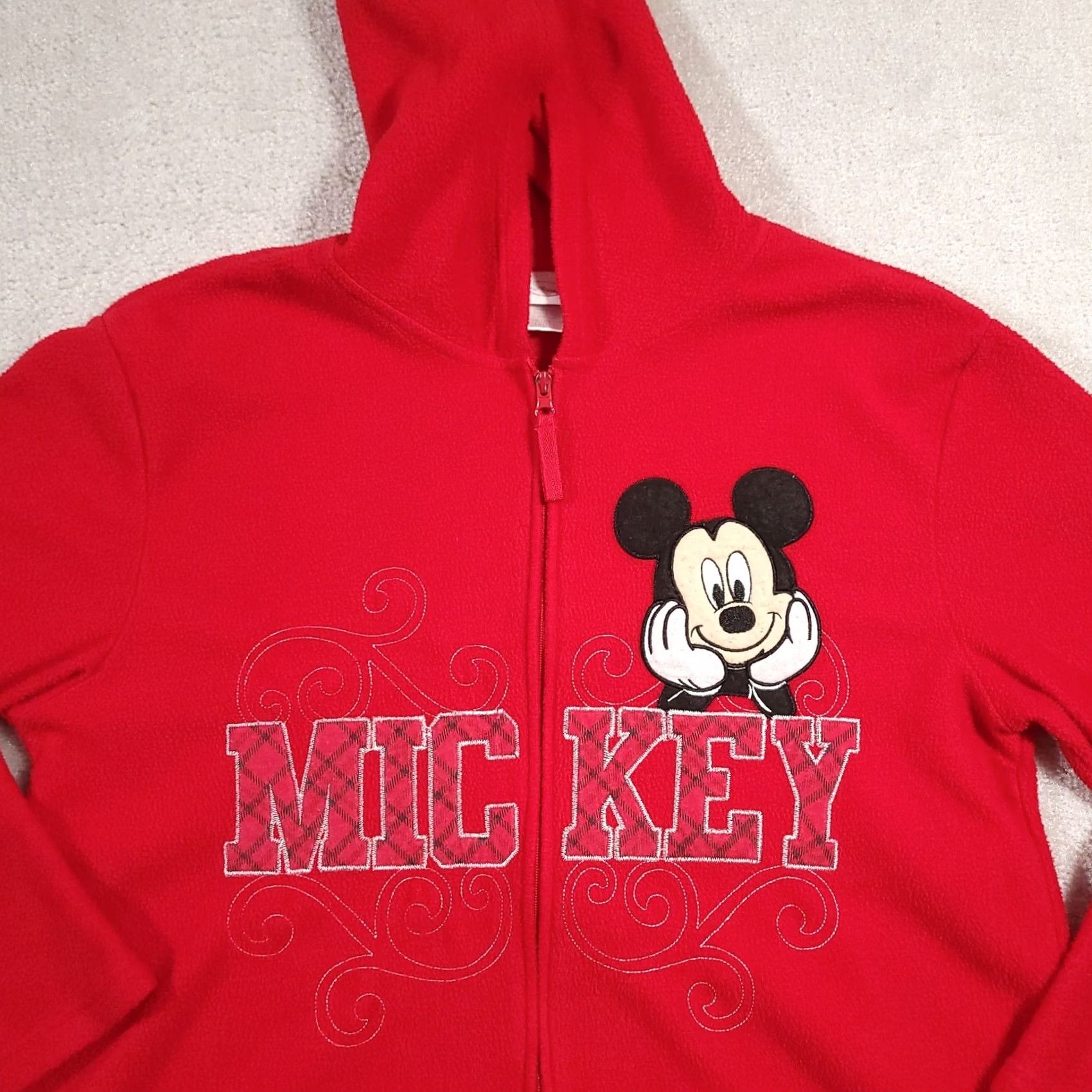 Disney Disney Mickey Mouse Hoodie Womens 1X Full Zip Sweatshirt Jacket Red Embroidered Size XL / US 12-14 / IT 48-50 - 3 Thumbnail