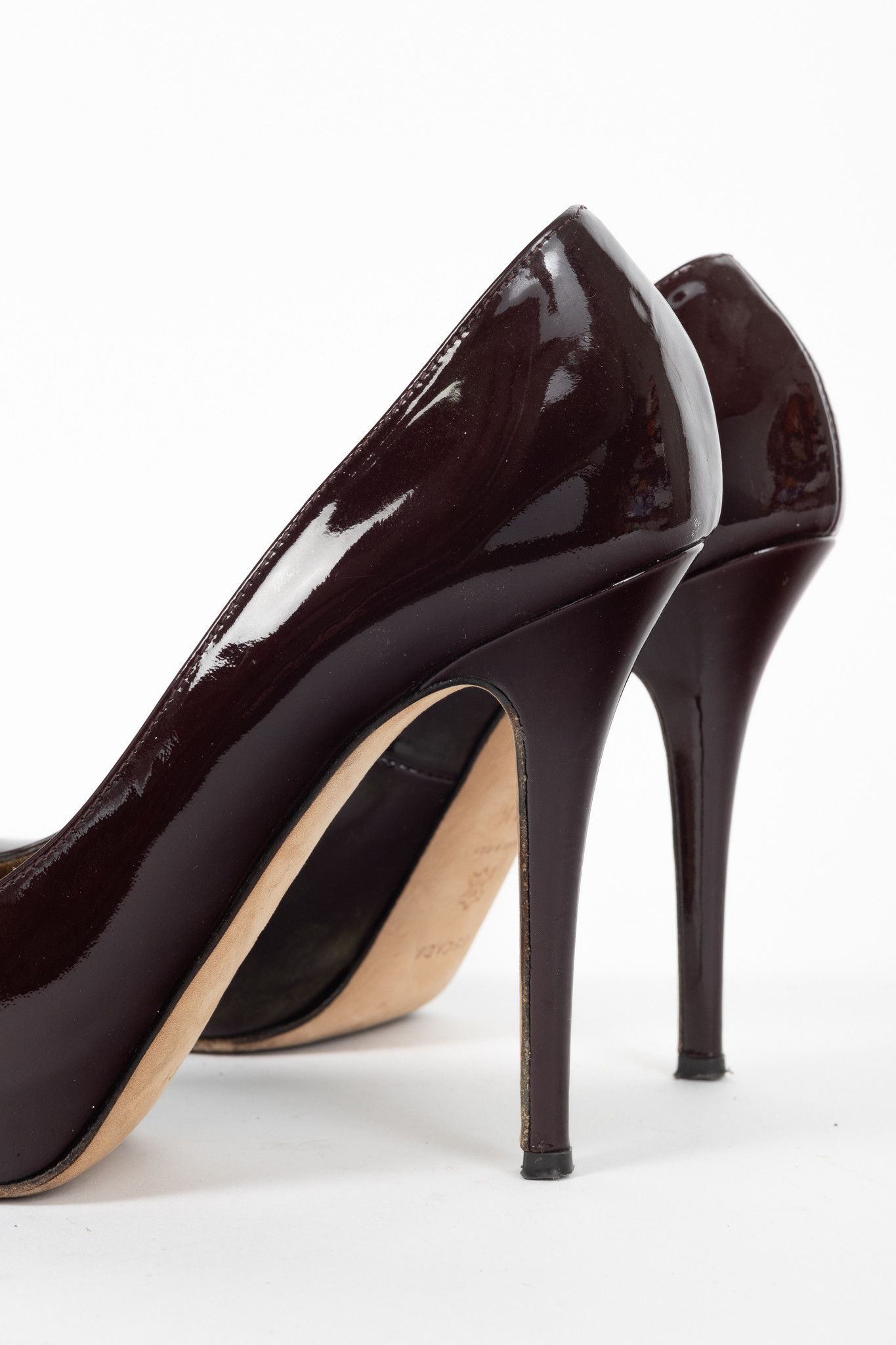 Escada Escada Burgundy Patent-Leather Pointed-Toe Platform Pumps Size US 9 / IT 39 - 7 Thumbnail