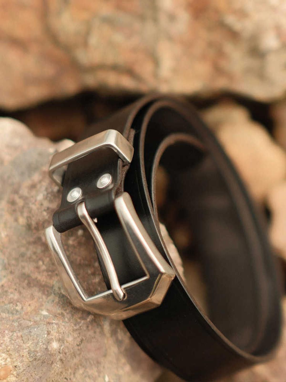 Leather Retro Veg-Tan Belt – Hex Pin Buckle, Handmade Cowhide Size ONE SIZE - 3 Thumbnail