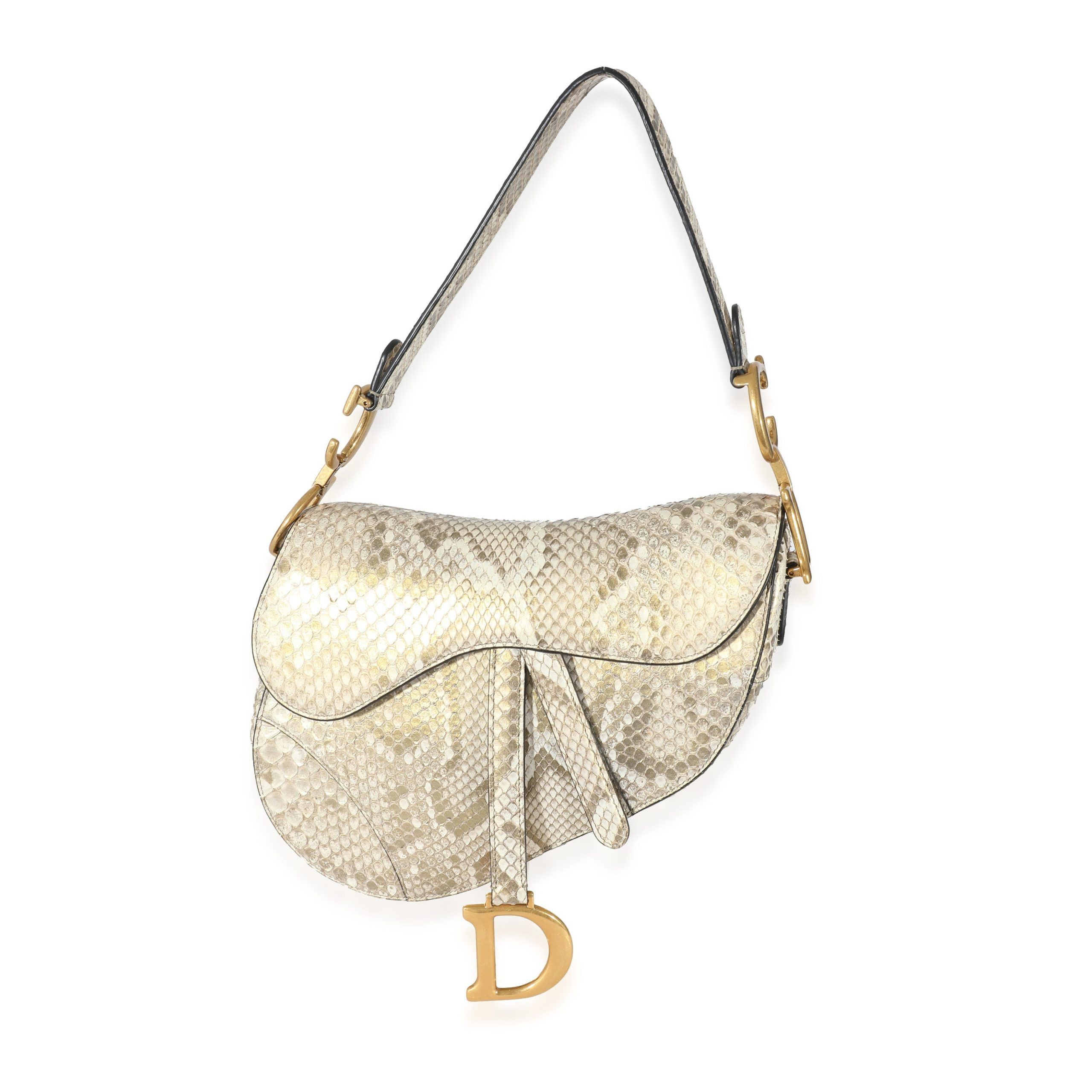 Dior Christian Dior Gold Metallic Python Saddle Bag Size ONE SIZE - 1 Preview