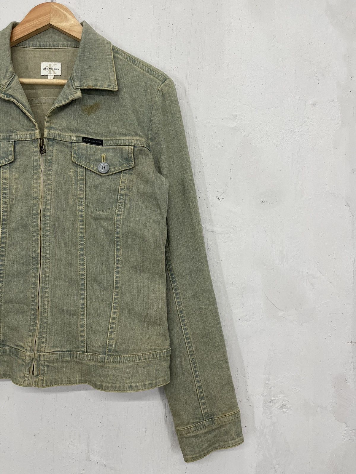 Calvin Klein Vintage 00's Calvin Klein Mudwash Zip Front Jackets Denim Size US L / EU 52-54 / 3 - 3 Thumbnail