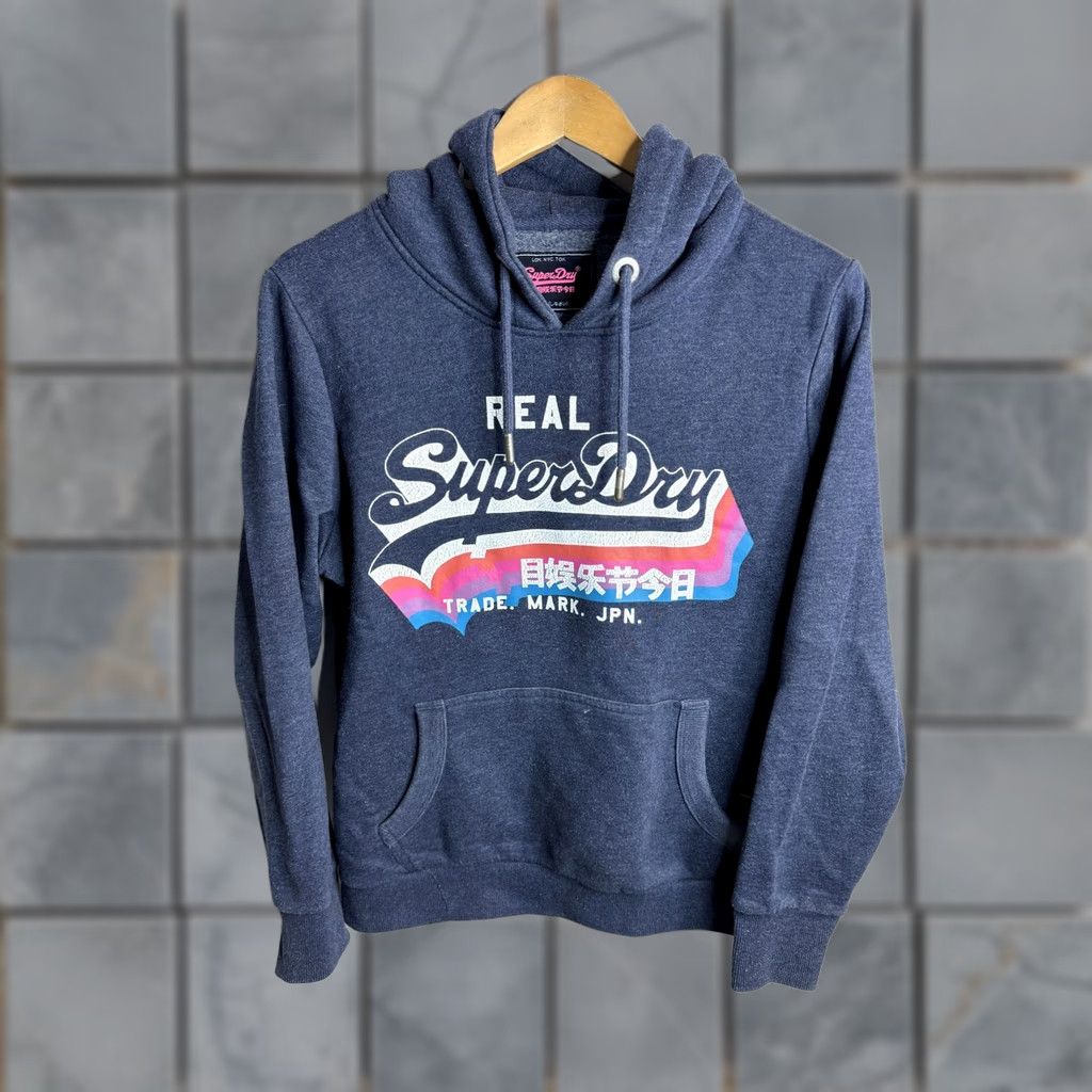 Superdry VINTAGE Superdry Hoodie Womens Large Pullover Blue Graphic Japan Trademark Sweatshirt Size XL / US 12-14 / IT 48-50 - 1 Thumbnail