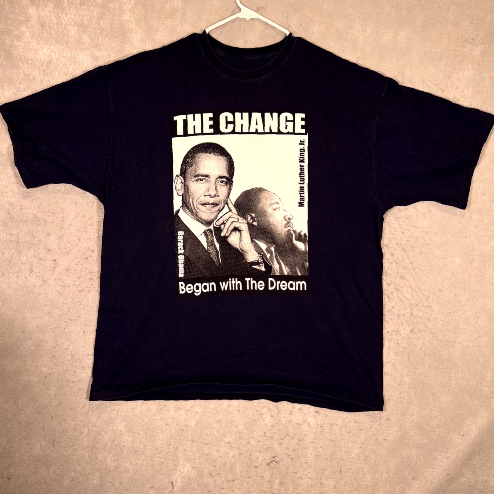 Fruit Of The Loom Barack Obama The Change Began With The Dream Shirt Adult 2XL Blue Mens Size US XXL / EU 58 / 5 - 2 Thumbnail