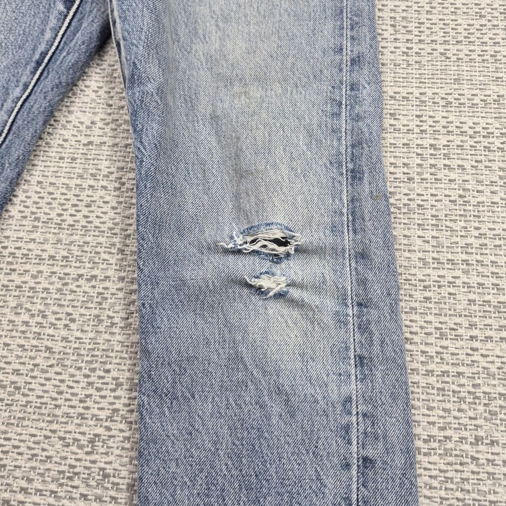 Levi's Levi's 501 S Jeans Mens 25x28 White Oak Cone Distressed Denim Button Fly Skinny 5-Pocket Blue Vintage USA Mens Size US 26 / EU 42 - 5 Thumbnail