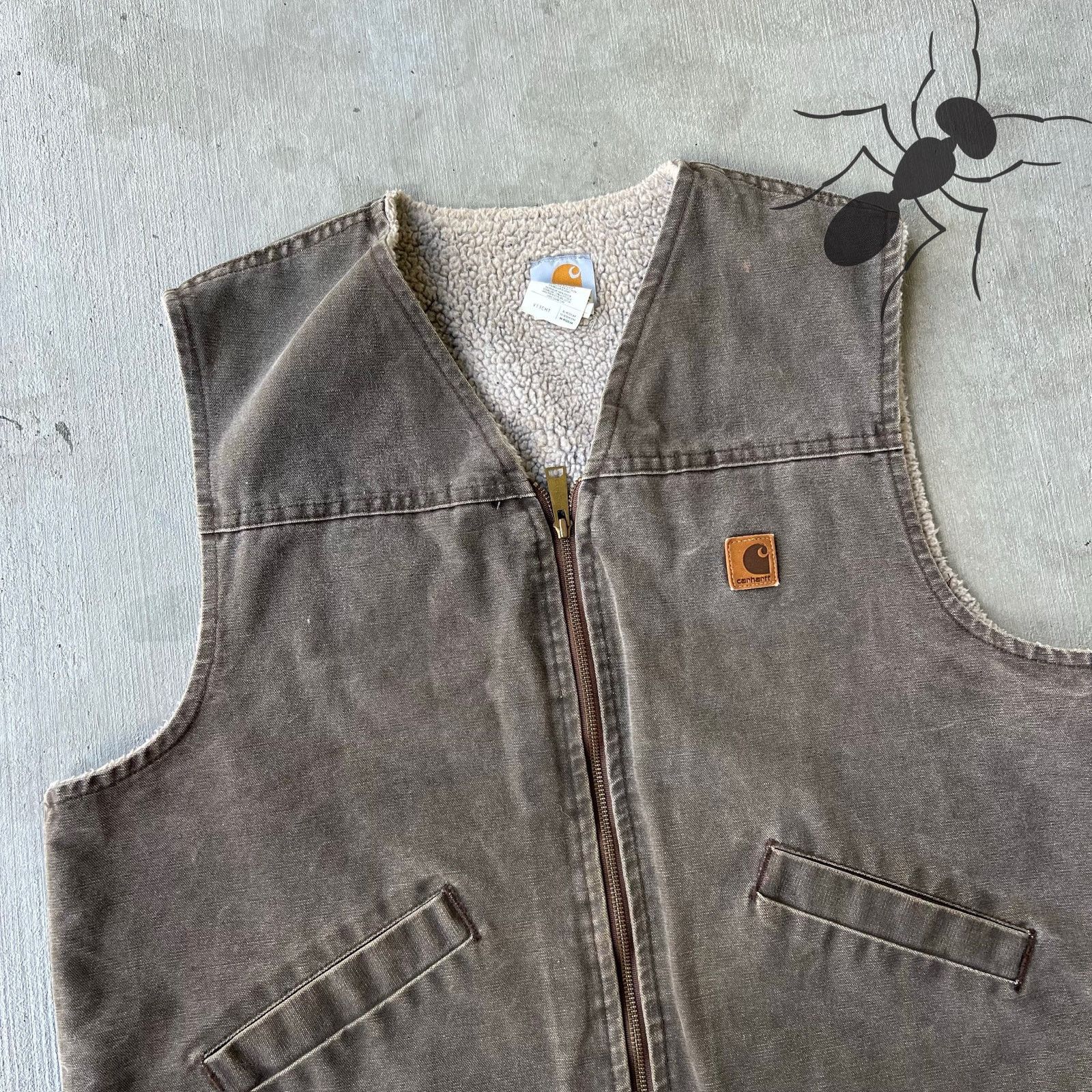 Carhartt × Vintage Carhartt V13 CHT brown sherpa work wear vest Size US XL / EU 56 / 4 - 2 Thumbnail
