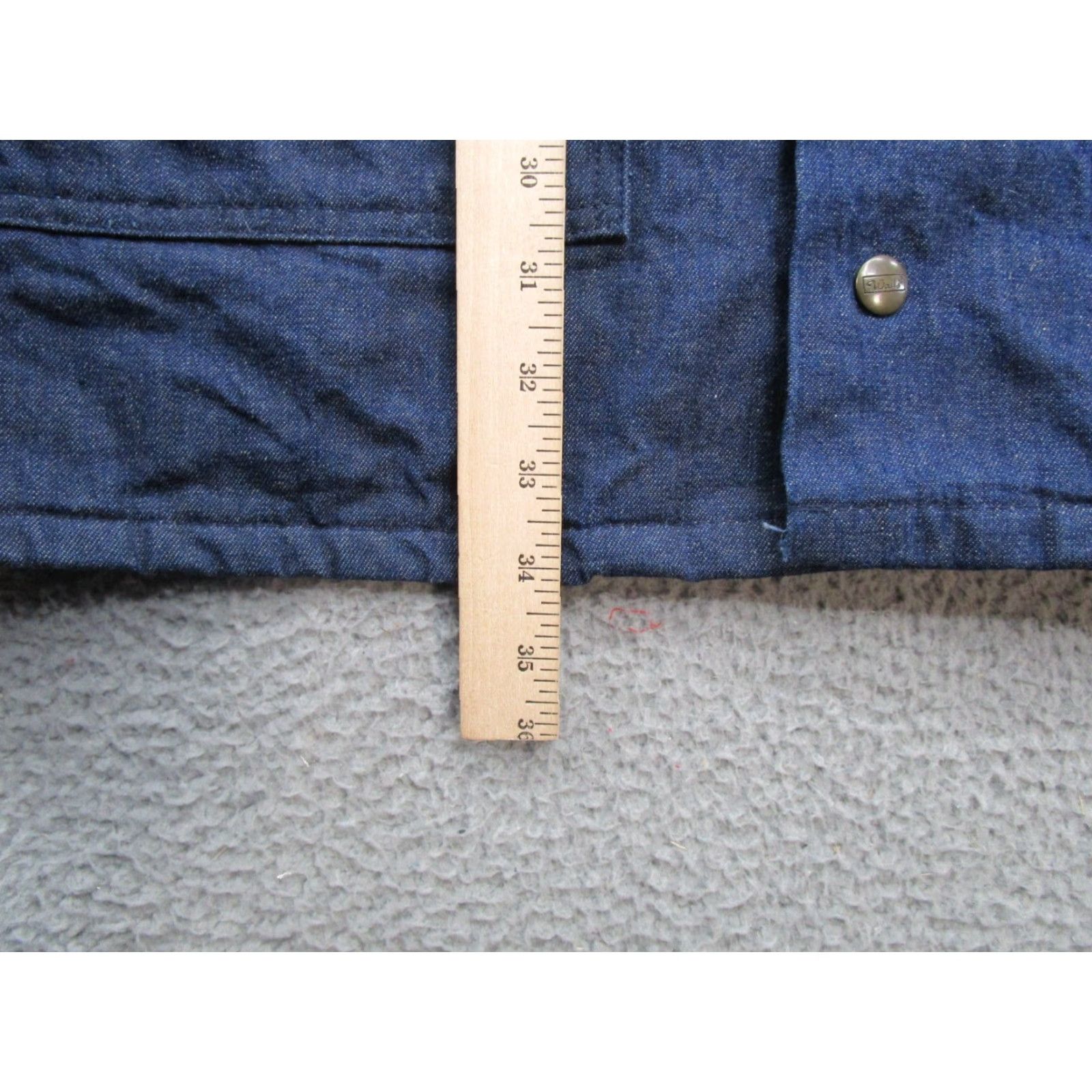 VINTAGE Walls Denim Jacket Chore Blanket Lined Size 3XL USA Made Snap Up Blue Men Jacket