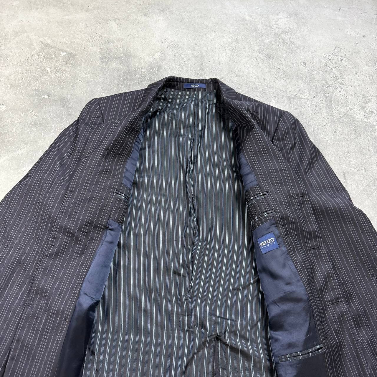 Kenzo Vintage Kenzo Homme Striped Three Button Wool Blazer Navy 50 Size 50R - 13 Thumbnail