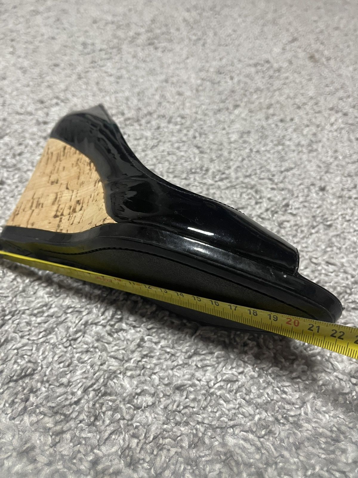 Prada Prada Vintage Patent Leather Peep Open Toe Wedge Cork Heels Size US 9 / IT 39 - 10 Thumbnail