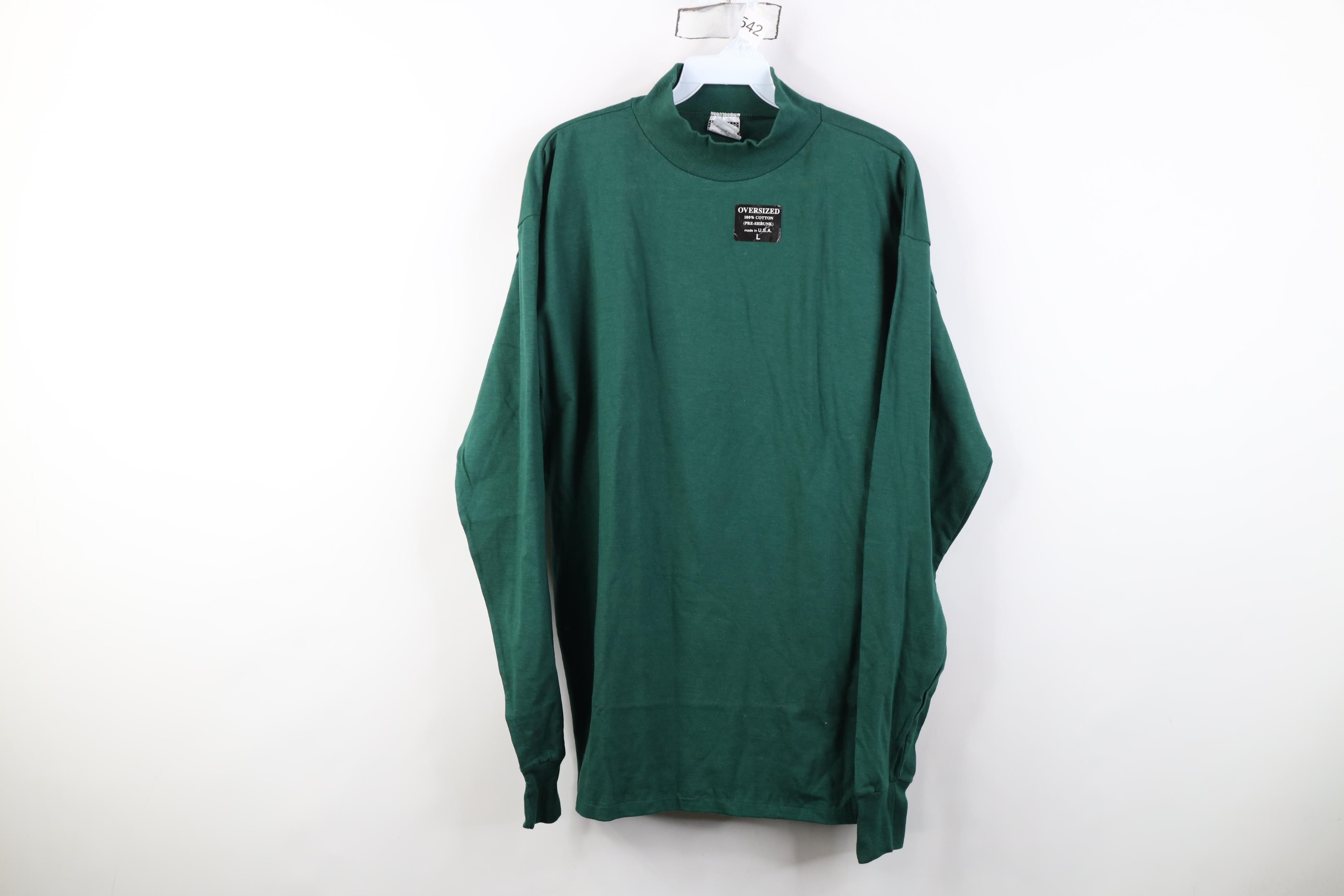 Vintage Deadstock Vintage 90s Streetwear Mock Neck T-Shirt USA Green Size US L / EU 52-54 / 3 - 1 Thumbnail