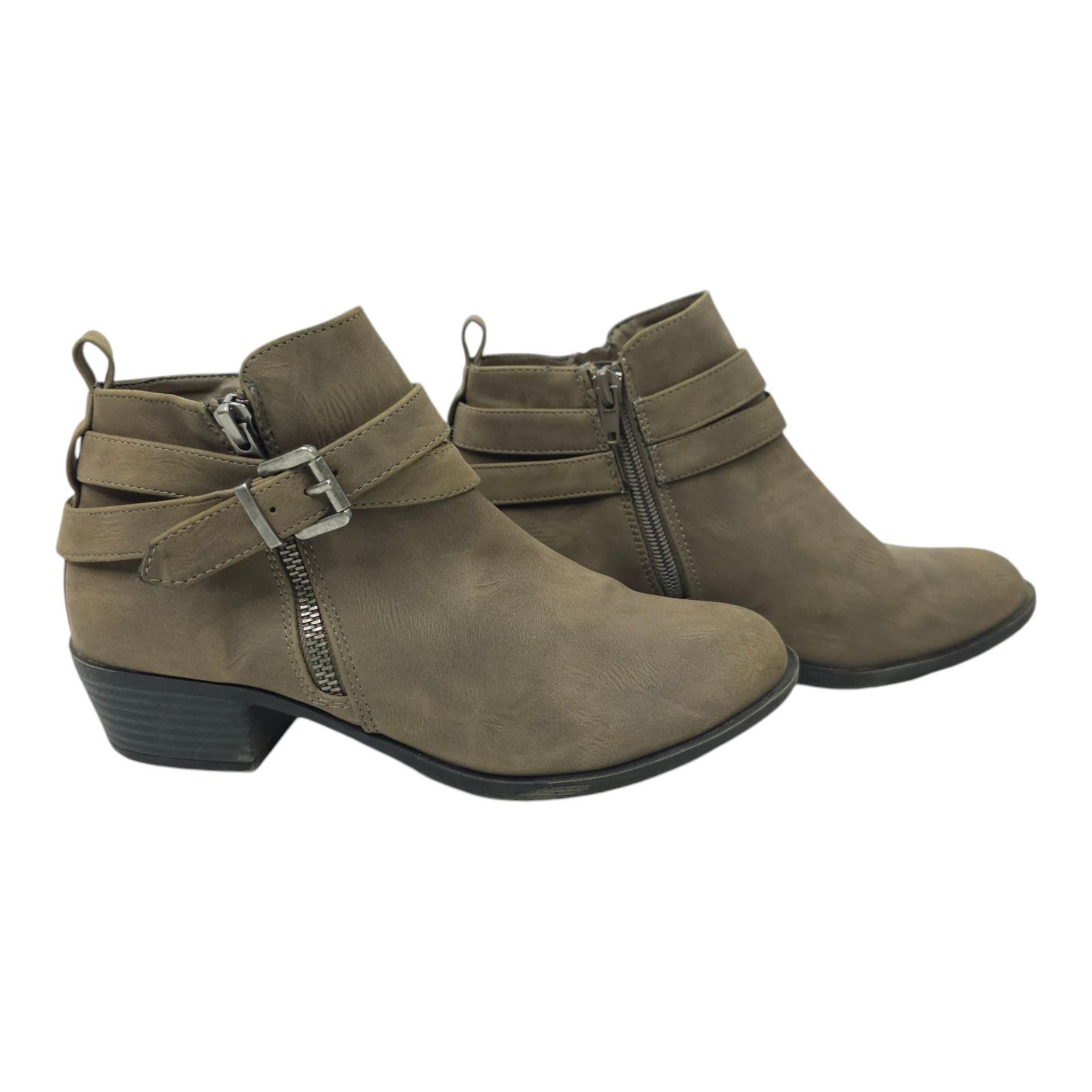 Other Madden Girl Beckk Ankle Boots 7 M Taupe Zip Double Strap Size US 7 / IT 37 - 12 Thumbnail