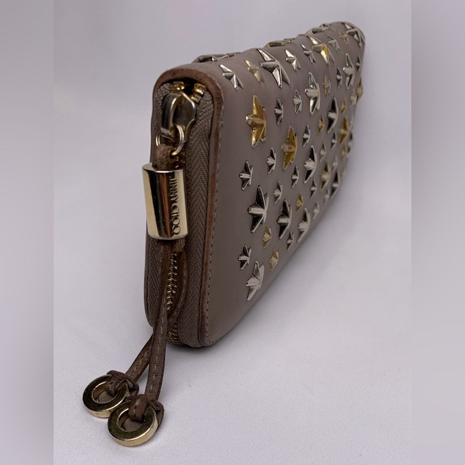 Jimmy Choo Jimmy Choo Filipe Star-Studded Brown Leather Zip Long Wallet Size ONE SIZE - 7 Thumbnail