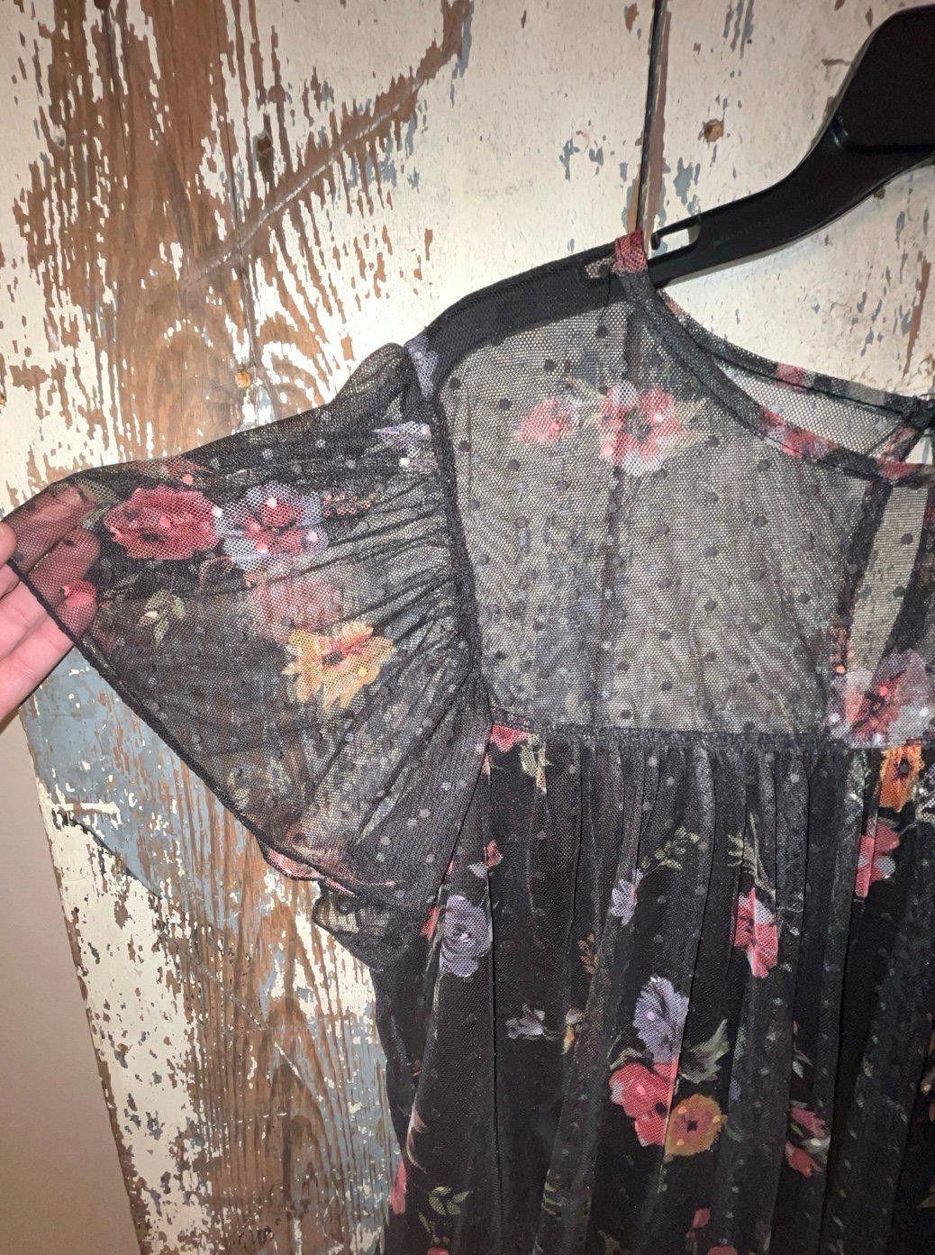 Designer Willow Young Contemporary blouse black floral size 2X Size XXL / US 16-18 / IT 52-54 - 3 Thumbnail